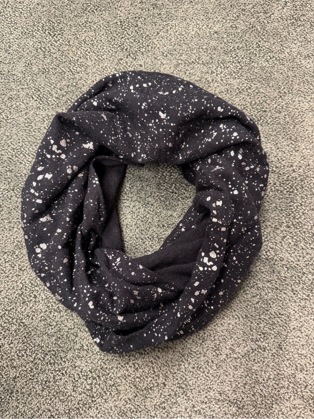 metallic silver splatter infinity scarf
